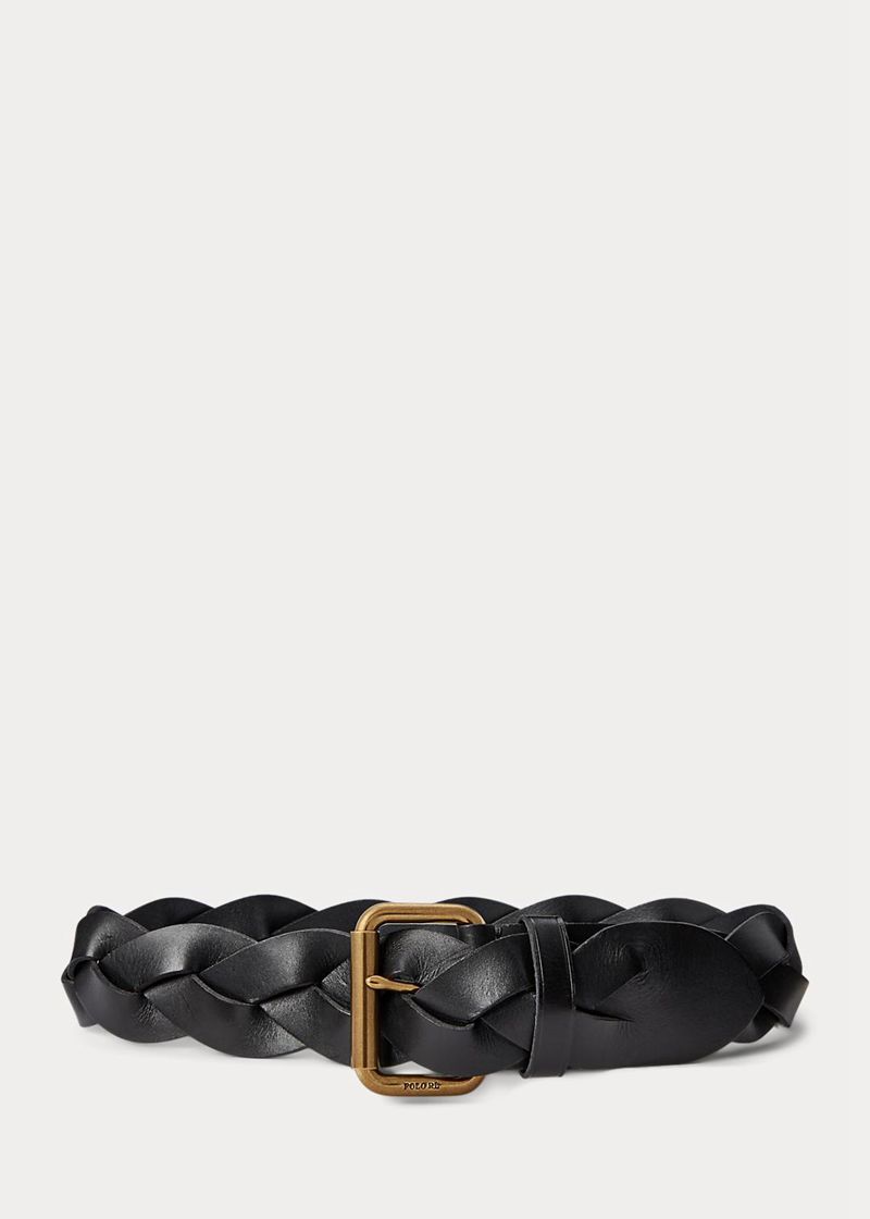 ポロ ラルフ ローレン ベルト レディース 黒 Braided Vachetta レザー UOSVK3059